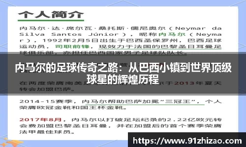 内马尔的足球传奇之路：从巴西小镇到世界顶级球星的辉煌历程
