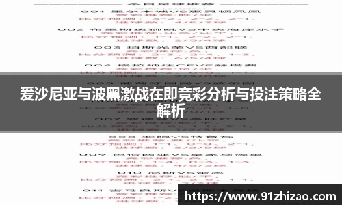 爱沙尼亚与波黑激战在即竞彩分析与投注策略全解析